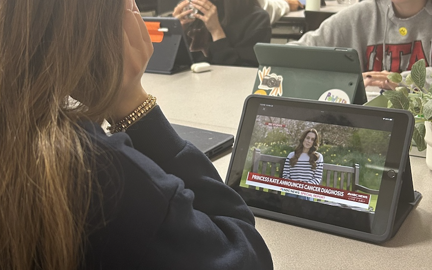 Sofia Bravo, 10th grade, watches Kate Middletons shocking and sad cancer announcement video.